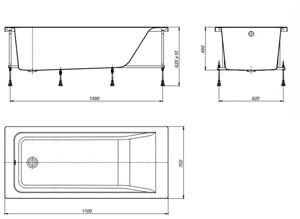 Ванна акриловая Roca EASY прямоугольная 180x80 белая