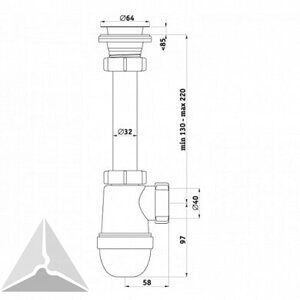 С1000/S1000 Сифон для умывальника 1¼"х40